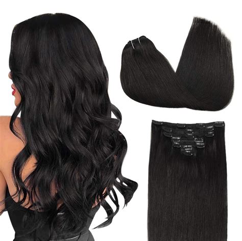 echthaar extensions schwarz|Echthaar Extensions 